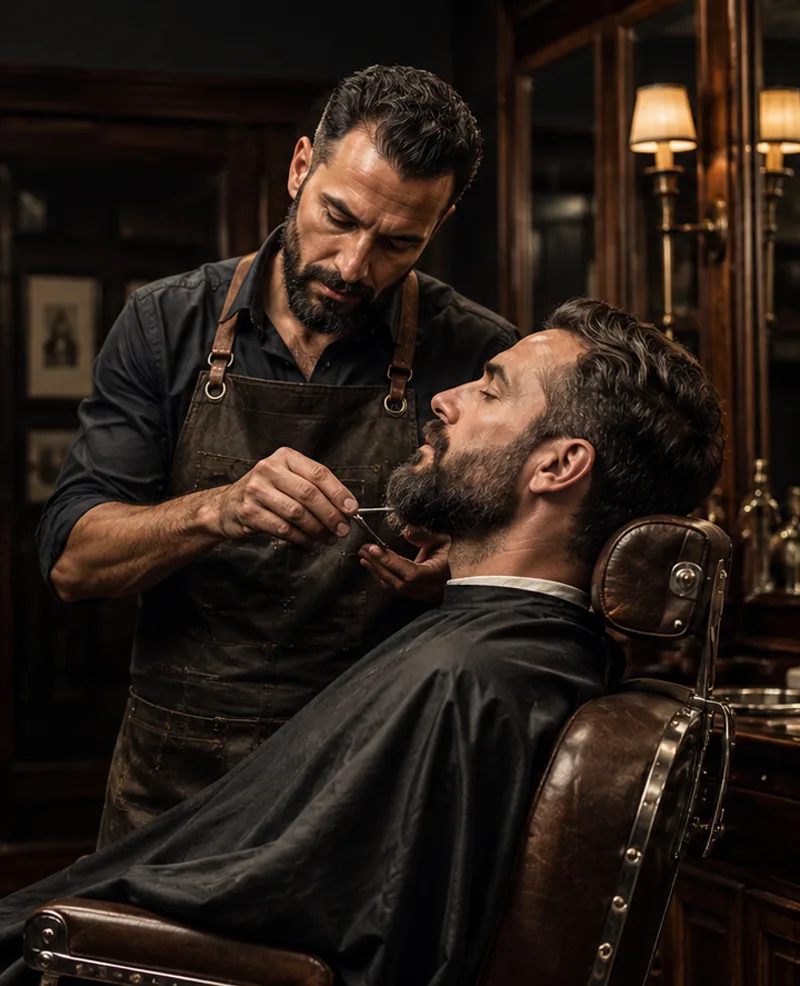 Detalle del trabajo de barbería